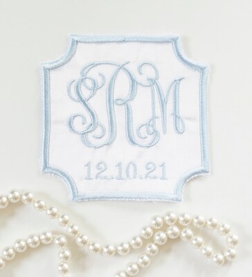 CUSTOM EMBROIDERED WEDDING DRESS PATCH, Mix and Match Design Elements and Font Styles, Fabric Choices, Specialty Patches - image1